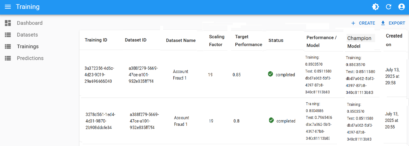 Champion Model Detected
